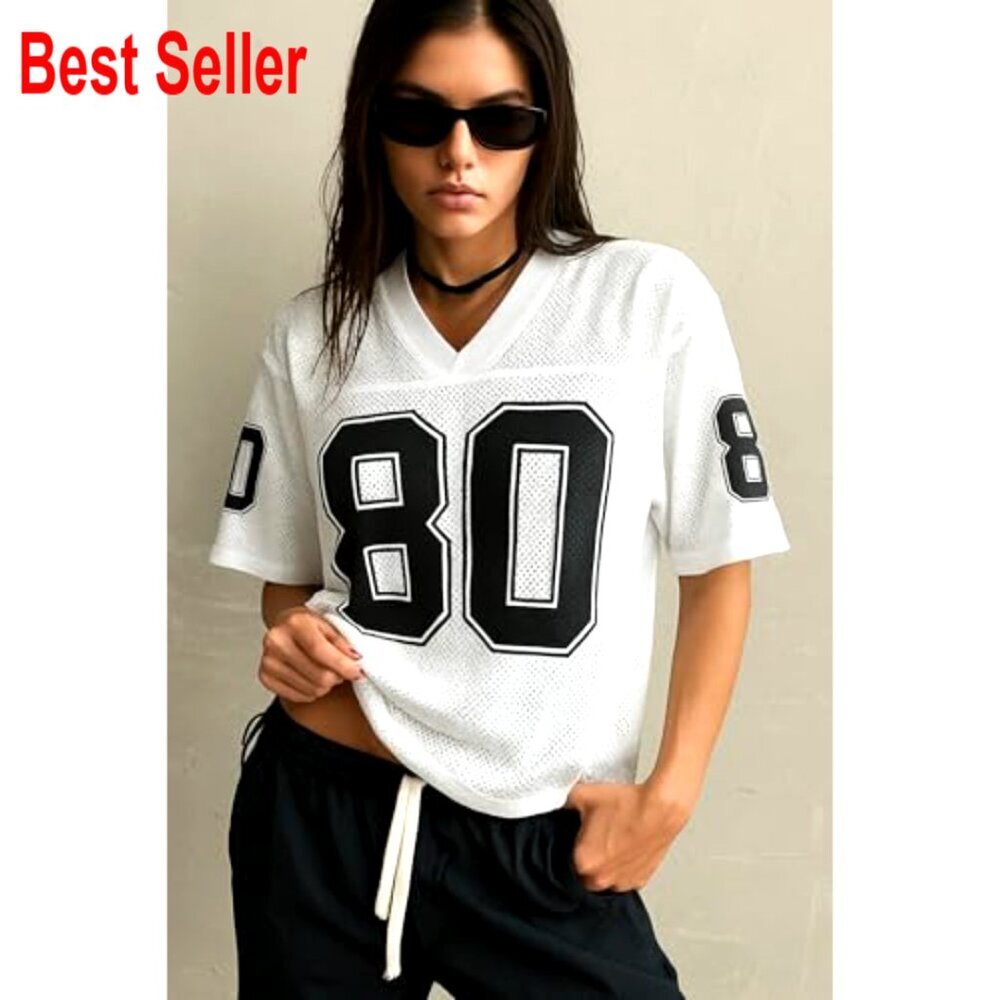 Oversized Graphic Tee Y2K Streetwear Jersey Top Drop Shoulder Summer Casual - Picture 6 of 7